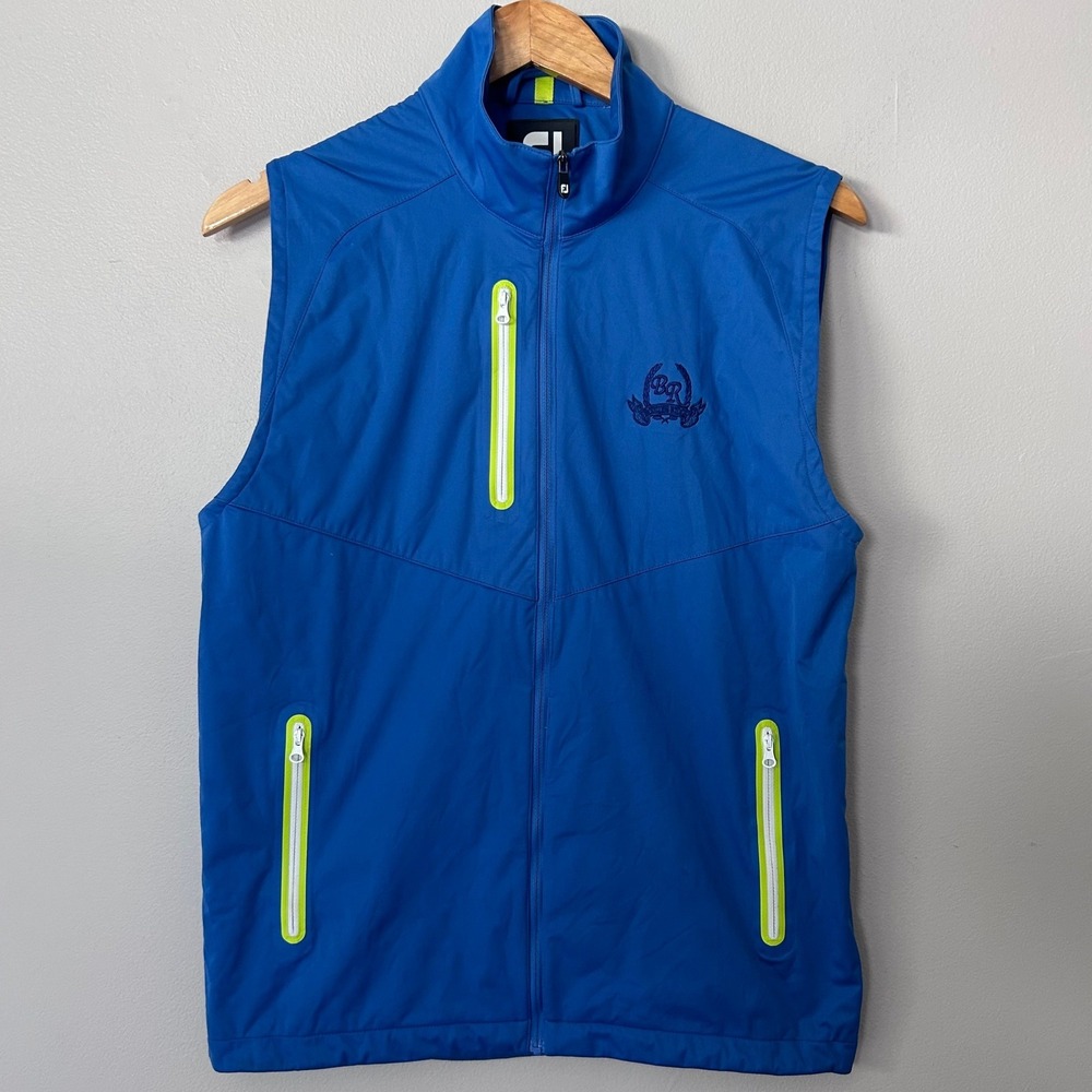 FootJoy Golf Vest Mens S Blue Neon Full Zip Performance Lightweight Windbreaker